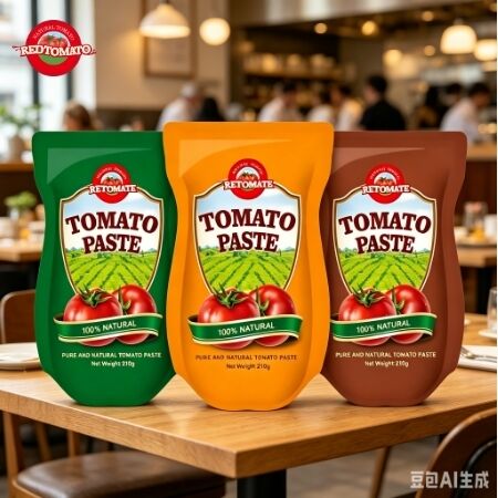 210g Pasta Tomat Sachet Stand-Up ISO HACCP BRC Bersertifikat FDA dengan Kualitas Premium Bersumber dari Xinjiang