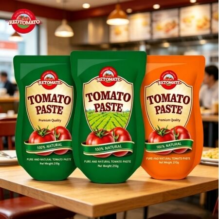 Pasta Tomat Sachet Stand-up 210g dengan Konsentrasi Tiga Kali Lipat dan Sertifikasi ISO HACCP BRC FDA