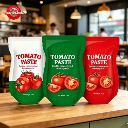 210g Stand-Up Sachet Tomato Paste ISO HACCP BRC FDA Sertifikasi untuk penyimpanan yang mudah dan kesegaran