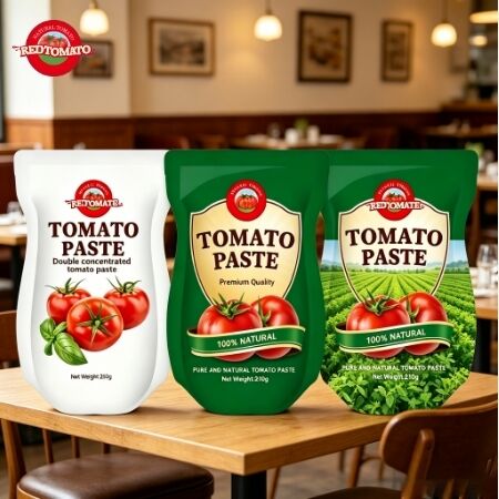 210g Stand-up Sachet Tomato Paste dengan Triple Concentration Memenuhi Standar ISO HACCP BRC dan FDA
