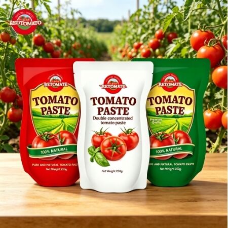 250g Stand-Up Sachet Tomato Paste dengan 30%-100% kemurnian dan rasa manis tangy