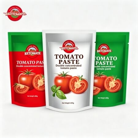 400g Stand-Up Sachet Tomato Paste dengan 30%-100% kemurnian dan rasa asam manis