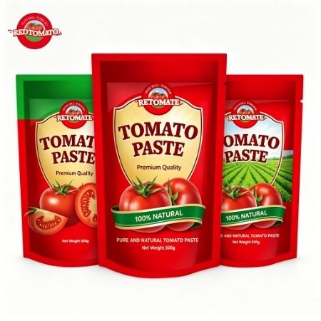 500g Stand-up Sachet Tomato Paste dengan konsentrasi tiga kali lipat dan rasa asam manis