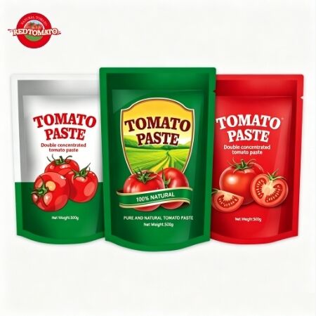 Pasta tomat terkonsentrasi ganda dalam kantong berdiri 500 g untuk penggunaan yang nyaman