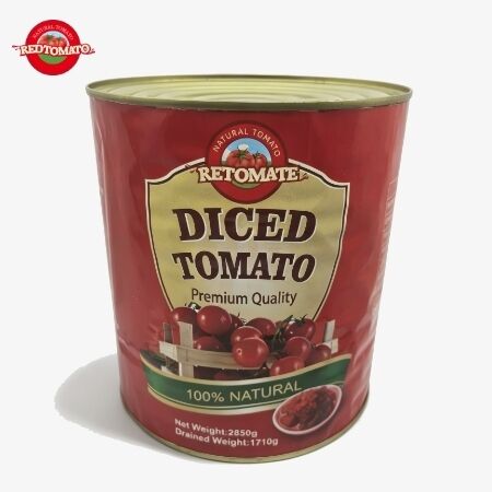 Tomat kaleng potong dadu 3000g Bulk A10 Tin dengan anggur matang 10mm kubus untuk layanan makanan