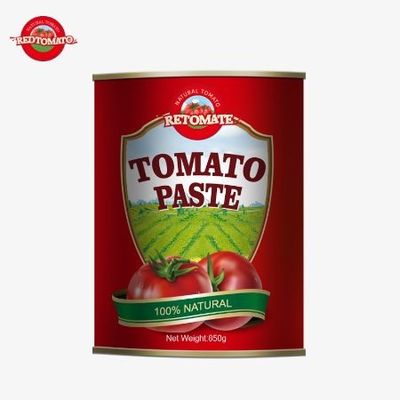 Dibuat dengan cermat di Cina kualitas superior kami 850g pasta tomat kaleng membanggakan 28/30% konsentrasi Brix