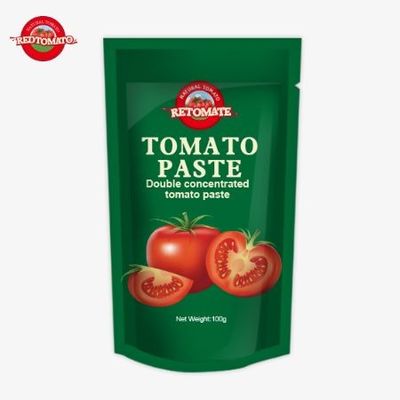 Pasta tomat dengan 100% kemurnian dikemas dalam kantong berdiri 100g