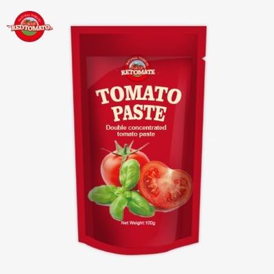 Pasta tomat dengan 100% kemurnian dikemas dalam kantong 100g berdiri