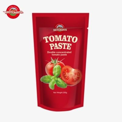 Sertifikasi FDA untuk 200g pasta tomat terkonsentrasi ganda dalam kantong berdiri