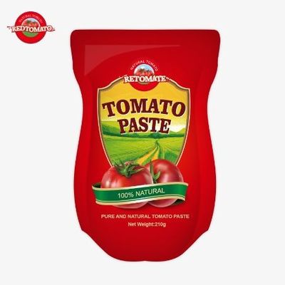 210g dalam kantong berdiri Pasta tomat diproduksi sesuai dengan ISO HACCP BRC dan standar produksi FDA