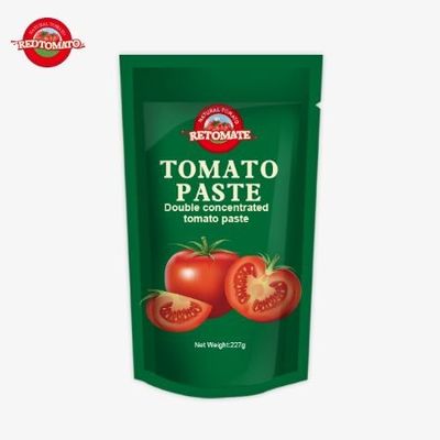ISO Pouch Tomato Paste 227g Double Concentrated Tomato Paste dengan kemurnian mulai dari 30% sampai 100%