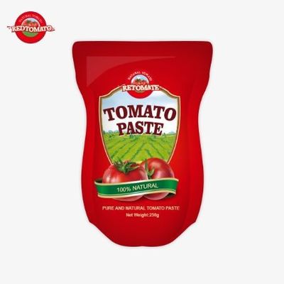 Dalam kantong berdiri ini menawarkan berisi 250g manis dan pedas pasta tomat dengan kemurnian berkisar dari 30% sampai 100%