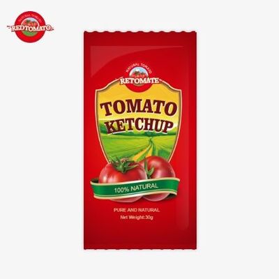 OEM 30g Tomato Ketchup Sachet Dengan Rasa Alam Murni Sesuai Dengan ISO HACCP BRC Dan Standar FDA