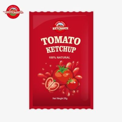 36g OEM Tomato Ketchup Sachet Dengan Rasa Alam Murni Memenuhi ISO HACCP BRC Dan Standar FDA