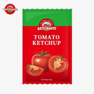 36g OEM Tomato Ketchup Sachet Dengan Rasa Alam Murni, Memenuhi ISO HACCP Dan FDA Standar