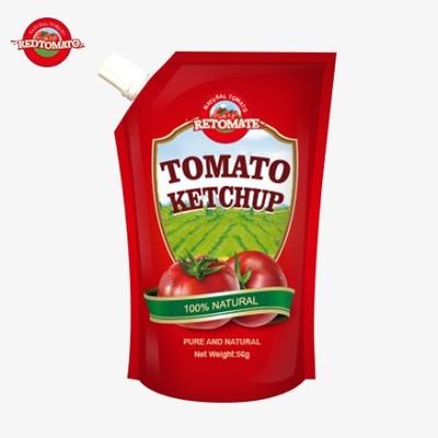 Sachet ketchup murni dengan rasa alami 56g standar ISO yang selaras dengan standar produksi internasional