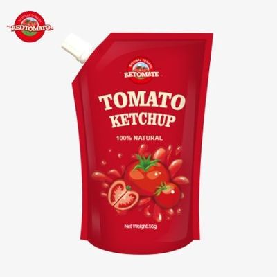 ISO-sertifikasi 56g Sachet Ketchup Rasa alami murni memenuhi standar produksi internasional